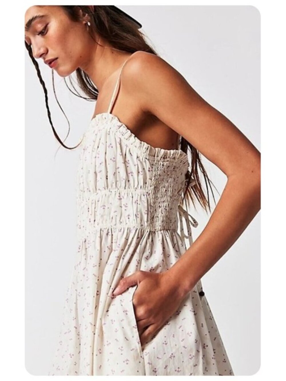 NWT Free People Ivory Combo Gabby Floral Mini Dress sz S - Picture 3 of 8